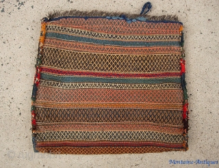 Qashqai or maybe Luri  bag with beautiful embroidered back. 21 inches by 21 inches.  Fine strong colors.
              