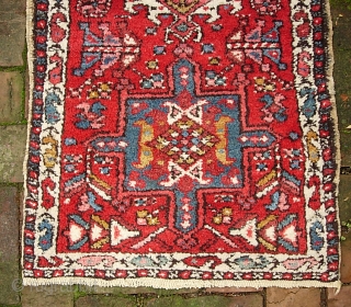 Karaja mini-runner. 1 ft 10 x 5 ft 10 inches. Colorful and decorative little rug. Principal attraction is unusual size. I'm thinking-- a nice thing to have on hand for a retail  ...