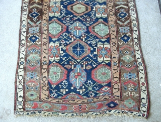 Sauj Bulaq - Kurd, 3 ft 6 inches by 7 ft 3 inches. Rug has been mitered/reduced-- but what a great look. This is a true old Sauk Bulaq (Mahabad/Kurd). Fine old  ...