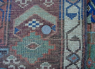 Sauj Bulaq - Kurd, 3 ft 6 inches by 7 ft 3 inches. Rug has been mitered/reduced-- but what a great look. This is a true old Sauk Bulaq (Mahabad/Kurd). Fine old  ...