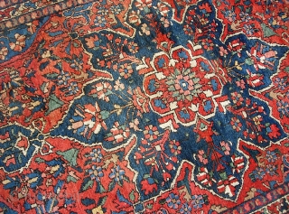 Bahktiari-- 4 ft 6 inches by 6 ft. 8 inches. Village rug with medallion. Nice and  thick with full pile.            