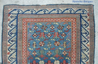 19th cent Kuba. 3 ft 5 x 5 ft 5 in. With this archaic border this one might be bloody ancient... possibly toward mid 19th cent? earlier?? Above my pay grade. Its  ...