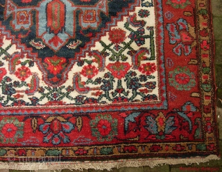 Kurdish Dozar, 4.4 x 6.6 ,  early 20th century.  Lively and  extremely decorative; all wool foundation, all natural dyes.  Original ends. Very nice pile thru most of the  ...