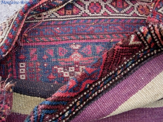 South Persian bag. 19 x 22 inches. Maybe Luri or Qashqai? Nice colors including aubergine. Decent condition. $15 shipping in us.            