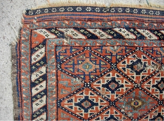 Kurd or south Persian. 21 x 27 inches. Decrepit condition but still beautiful, interesting, and unusual design. $12 shipping in us.
            