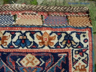 Fereghan bag face. 16 x 21 inches. This was mistaken  for an Afshar. That aint what it is. Note blue weft and other things diagnostic of Sarouk/Mahal area. Rare and interesting  ...