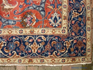 Tabriz-- 6 ft 6 in by 9 ft 2 inches. Finely woven, Circa 1920s with vibrant, warm natural dyes. Arabesque design harks back to classic 17th/18th century Persian museum carpets. 6 x  ...