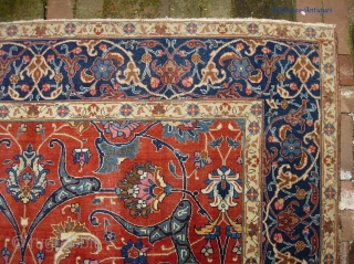 Tabriz-- 6 ft 6 in by 9 ft 2 inches. Finely woven, Circa 1920s with vibrant, warm natural dyes. Arabesque design harks back to classic 17th/18th century Persian museum carpets. 6 x  ...