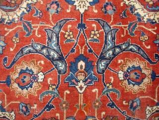 Tabriz-- 6 ft 6 in by 9 ft 2 inches. Finely woven, Circa 1920s with vibrant, warm natural dyes. Arabesque design harks back to classic 17th/18th century Persian museum carpets. 6 x  ...