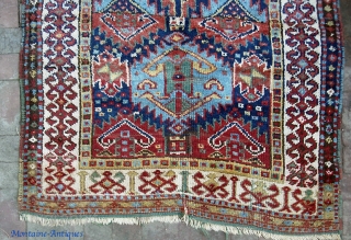 Old Kurd(?) 4 ft 2 x 6 ft 2 inches. Turkish? Persian? Caucasian? As usual, I am clueless. Whatever its origin, it has incredible colors. It is also very old-- possibly 19th  ...