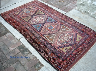 Malayer-- 3 ft 6 x 6 ft 4 inches. Colorful, vibrant old rug. Low but even pile. Condition is evident from photos. Estate find has never been manhandled or repaired. $20 shipping  ...
