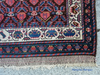 Malayer Runner 3 ft 4 x 12 ft 1 inches. Beautiful and lively. Very crisp old rug with fine weave. Fantastic shimmery colors. Even pile w/no exposed foundation except for the crease  ...