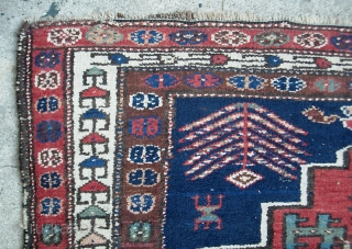 Tribal w/ wool foundation. 4 ft 1 x 7 ft 6 inches. All good colors. Possibly 19th cent. I wonder if this might be old Bahktiari/Luri-- but I am not sure. Lowish  ...