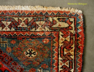 Afshar bag face, 1.7 by 2. Circa early 20th century. Charming little rug with animal figures. Lovely colors; lush pile has a wonderful soft feel. Guard missing on bottom. Aside from this  ...