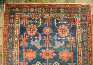 Hamadan-- 3 ft 3 in x 6 ft 3 in. Indigo field with all good colors. Interesting salmon design. Possibly Mehriban. Condition is good, original,  no repairs. $20 for UPS shipping  ...