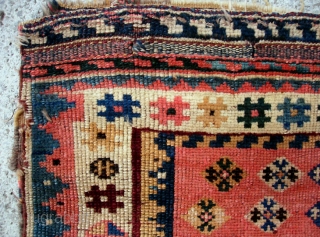 Luri bag 21 by 24 inches, late 19th century. Soft salmon and earthtone colors. A little low in places but all there. Pretty charming tribal thing.       