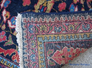 Fereghan Pushti. 2 ft 5 x 2 ft 1 inches. Sarouk weave albeit knot count is exactly 100 KPSI. Thick, plush, tightly packed. Sides and ends all intact. A little bit of  ...