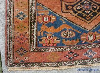 Malayer with Lions. 3 ft 2 x 6 ft 3 in. Very decorative open field piece with loads of abrashes. Very even short nap with only a few specs of white dots  ...