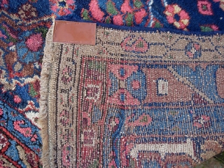 Kurdish. 4 ft 5 inches by 6 ft 5 inches.  Possibly from the Bidjar  area. Bold medallion design; terrific vegetable colors with lots of interesting abrashes. Original braided end weaves  ...