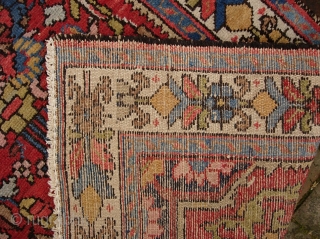 Saveh area. 2 ft 6 inches by 4 ft 0 inches. For you Hamadan village ID fanatics-- I think the weave belies the locus. Compare the back with the Pomegranate  rug.  ...