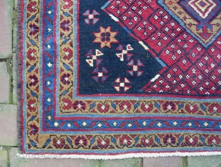 Heriz-Lamberan. 3 ft 1 x 4 ft 6. Rare sort of double wefted Azerbaijani piece. Low but even pile. $20 for UPS shipping to lower 48.       