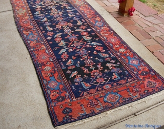 Kurdish/Hamadan 3 ft 7 by 9 ft 9 inches. Just the prettiest old colors you'd ever want-- especially the tomato red border. The design is pretty neat: they  took a garden  ...