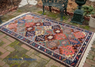 Bahktiari-Chahar Mahal-- 4 ft 3 inches x 7 ft 2 inches. Ridiculously vibrant pallet. Not perfect but pretty darned good condition with thick pile overall and original ends.  Approx $25 For  ...