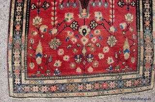 Feraghan Sarouk mat. 1.10 ft  x 2. 5.  ec. 1910.  Little jewel with soft rose field. Exceptional fine weave. Full pile. $15 to ship anywhere in the  US. 