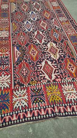 Rug-Pickers find as found: A turn of the century, possibly younger (or older)Caucasian Kilim measuring 6x11.8 in good condition. The only issues can be seen in two of the pics.  I  ...