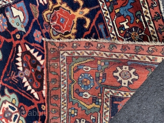 A nice pretty little number, measuring 4’3”x 6’ , you can call it whatever pleases you, but I call it an old Persian-Kurdish rug with great dyes and wool and design. There  ...
