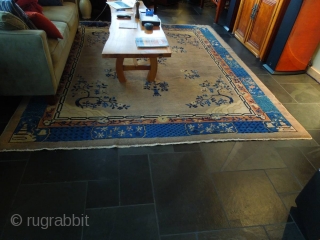 Two old Chinese carpets, the first one is a 9’x 12’ and the second is  8’x 10’. Rugs have slight wear.           