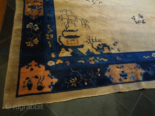 Two old Chinese carpets, the first one is a 9’x 12’ and the second is  8’x 10’. Rugs have slight wear.           