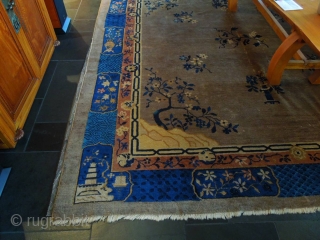 Two old Chinese carpets, the first one is a 9’x 12’ and the second is  8’x 10’. Rugs have slight wear.           