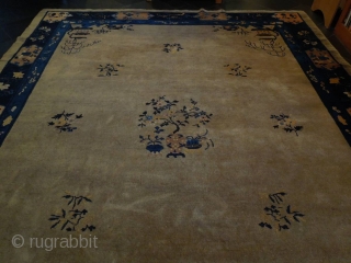 Two old Chinese carpets, the first one is a 9’x 12’ and the second is  8’x 10’. Rugs have slight wear.           