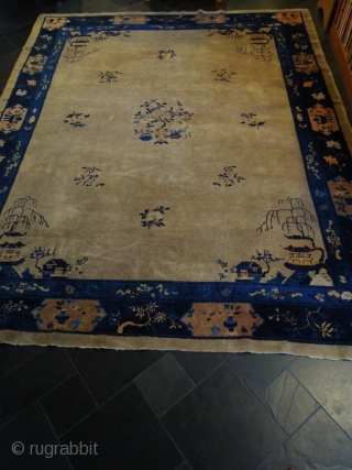 Two old Chinese carpets, the first one is a 9’x 12’ and the second is  8’x 10’. Rugs have slight wear.           