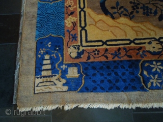 Two old Chinese carpets, the first one is a 9’x 12’ and the second is  8’x 10’. Rugs have slight wear.           