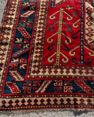 SOLD Beautiful Sewan Kazak measuring 5’4”x7’4” with some wear. More pics available upon request. 
roddy@rugcurator.com 
208-433-0312                 