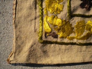 As found: An interesting antique textile measuring 9'x 5'10, is silk on linen, sewn together in the middle, in great condition, not sure of it's origin, beautiful textile.  Thanks for looking. 