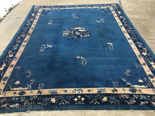 10’x 13’6” 1920’s Chinese carpet with wear. Nice rug                        