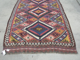 Here's a very nice flawless Ghashghai Kilim from the 1930's to 1940's (maybe even older than that), size is 5'8"x13'3", price is reasonable.  Thanks for looking.      