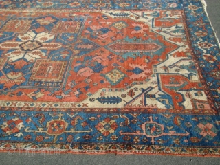 For sale is a 9'x12' 1880's Persian Antique Heriz or Serapi.  Condition is pretty good except for the few area's that need some reweaving.  Thanks for looking.    