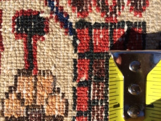 Local Find: A 1920's super fine Bakhtiari rug measuring 6'6"x 5'2" with over 400 knots per square inch.  Has one small area showing foundation (see picture), but other than that, rug  ...