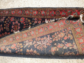 Fresh from an estate: A full pile, stunning 1920's Persian Sarouq.  Very finely woven.  It has one bad corner that needs to be rewoven.  The size is 2'7"x5'3", no  ...