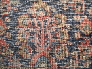 Fresh from an estate: A full pile, stunning 1920's Persian Sarouq.  Very finely woven.  It has one bad corner that needs to be rewoven.  The size is 2'7"x5'3", no  ...