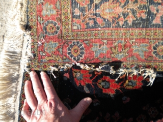 Fresh from an estate: A full pile, stunning 1920's Persian Sarouq.  Very finely woven.  It has one bad corner that needs to be rewoven.  The size is 2'7"x5'3", no  ...