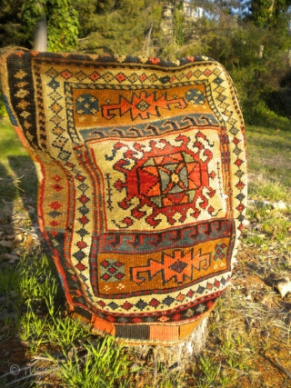 Nice 1940's Kurdish saddle bag.  It's in good shape.  Little stain towards the top....oh well.  This bag is very robust, heavy wool.  You can't go wrong spending $95.00  ...