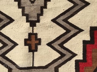 Aside from the little bit of the red color fading on one side, this 1930's JB Moore Storm Pattern Crystal Vintage Navajo Rug measuring 3'7"X 6'2" is good to go.  Woven  ...