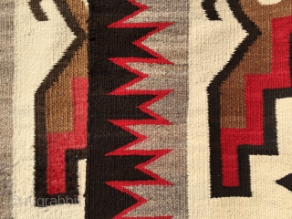 Aside from the little bit of the red color fading on one side, this 1930's JB Moore Storm Pattern Crystal Vintage Navajo Rug measuring 3'7"X 6'2" is good to go.  Woven  ...