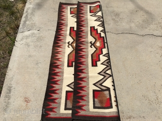 Aside from the little bit of the red color fading on one side, this 1930's JB Moore Storm Pattern Crystal Vintage Navajo Rug measuring 3'7"X 6'2" is good to go.  Woven  ...