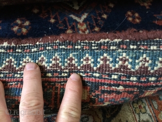Vintage NW Persian runner measuring 3'x 9'2" in very good condition.  Rug was found with fabric sewn over fringe.  Needs a cleaning.  Thanks!       